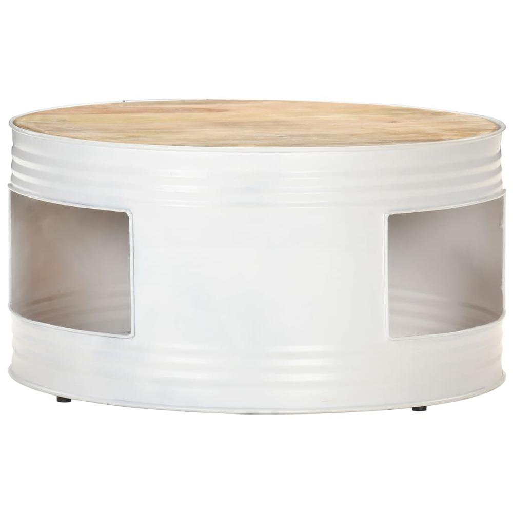 vidaXL Coffee Table White 26.8"x26.8"x14.2" Solid Mango Wood. Picture 2