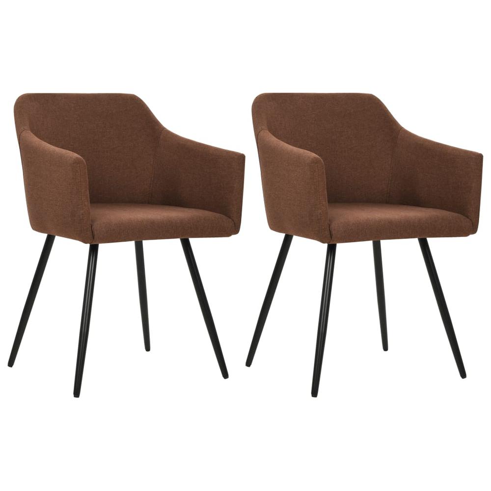 vidaXL Dining Chairs 2 pcs Brown Fabric, 323096. Picture 1