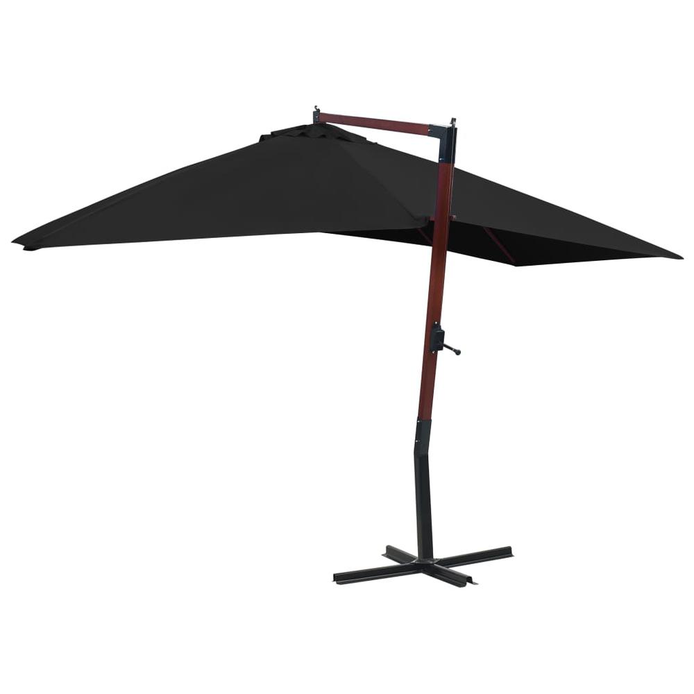 vidaXL Hanging Parasol with Wooden Pole 157.5"x118.1" Black. Picture 3