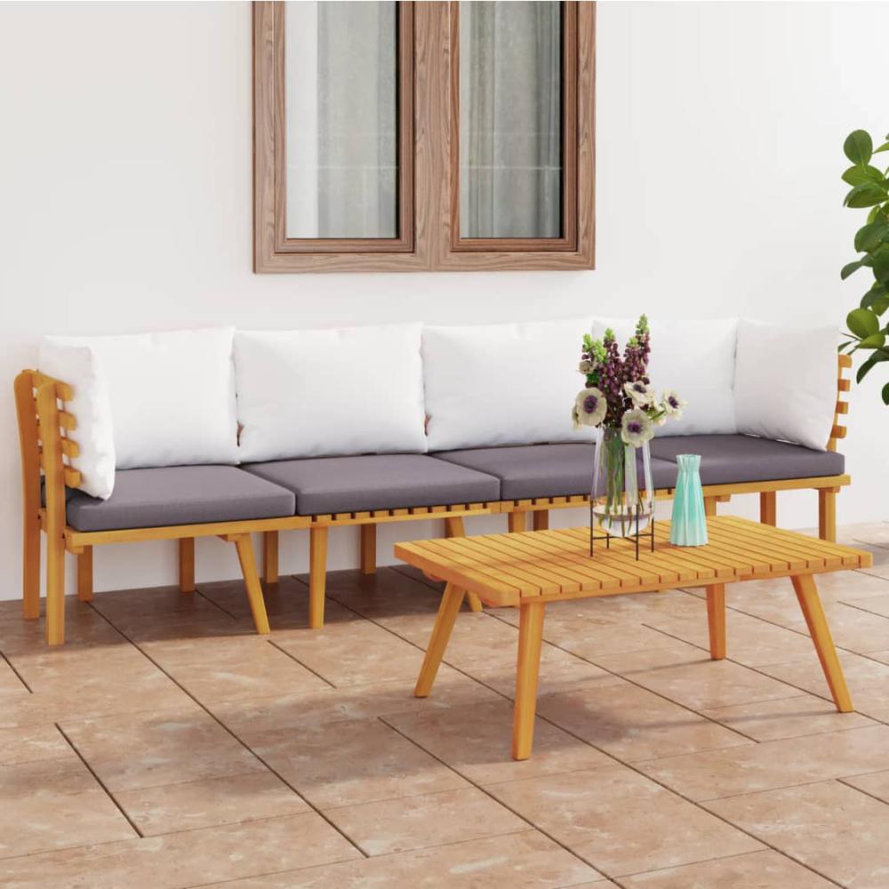 vidaXL 4 Piece Patio Lounge Set with Cushions Solid Acacia Wood, 3087008. Picture 1