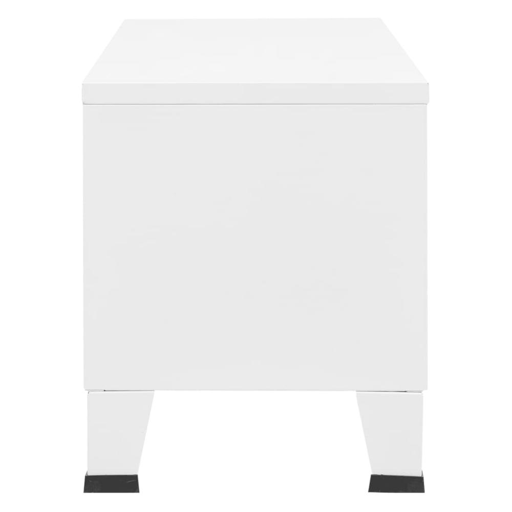 vidaXL Industrial TV Cabinet White 41.3"x13.8"x16.5" Metal. Picture 4