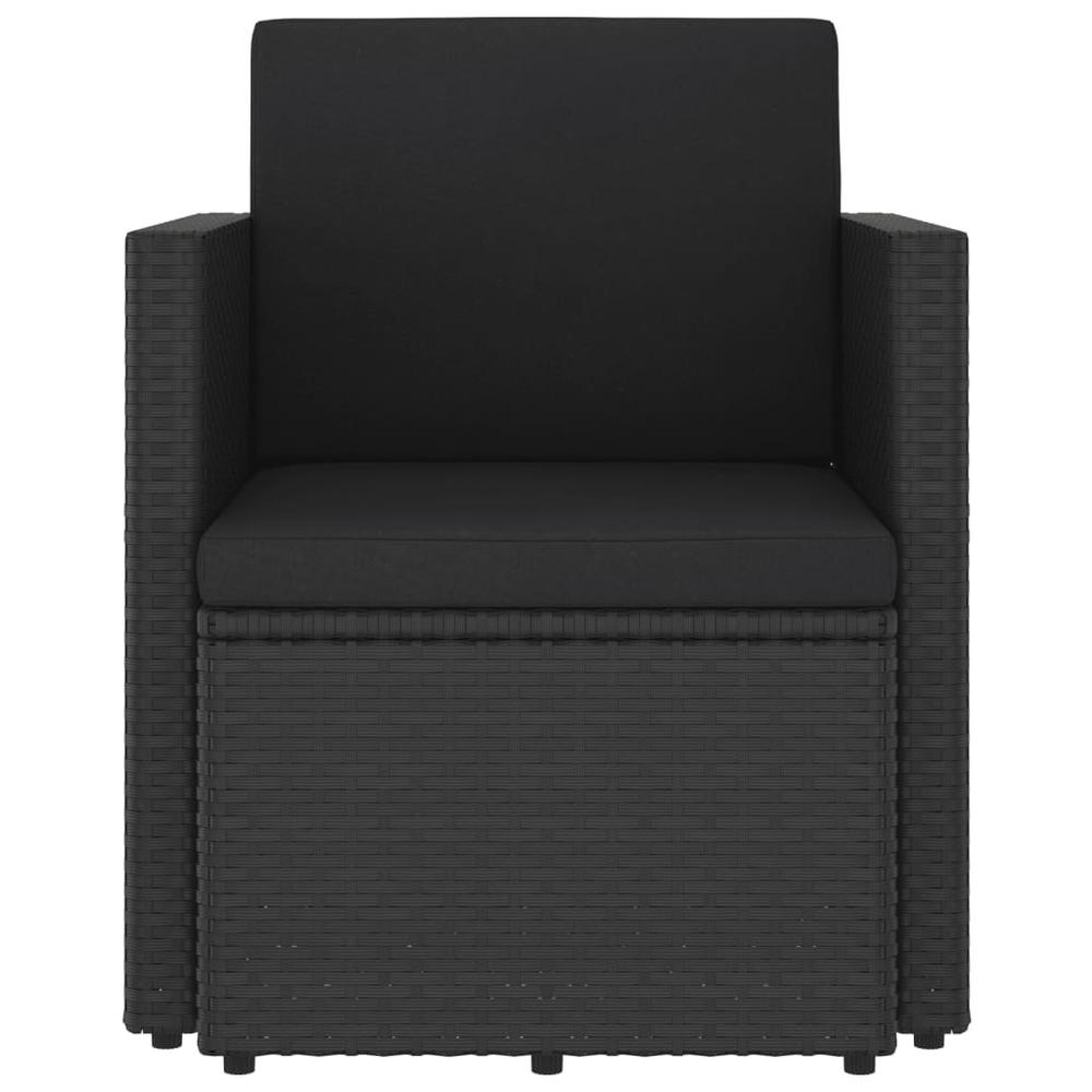 vidaXL Patio Chair with Cushions Poly Rattan Black. Picture 2