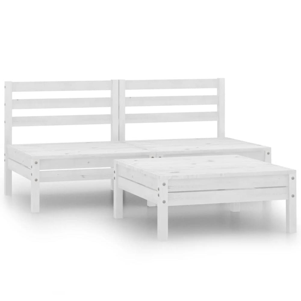 vidaXL 3 Piece Patio Lounge Set Solid Pinewood White, 806613. Picture 1