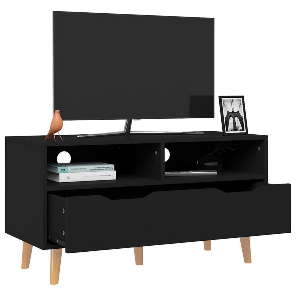 vidaXL TV Cabinet Black 35.4"x15.7"x19.1" Engineered Wood. Picture 3