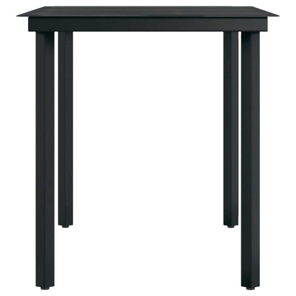 vidaXL Patio Dining Table Black 55.1"x27.6"x29.1" Steel and Glass, 318747. Picture 4