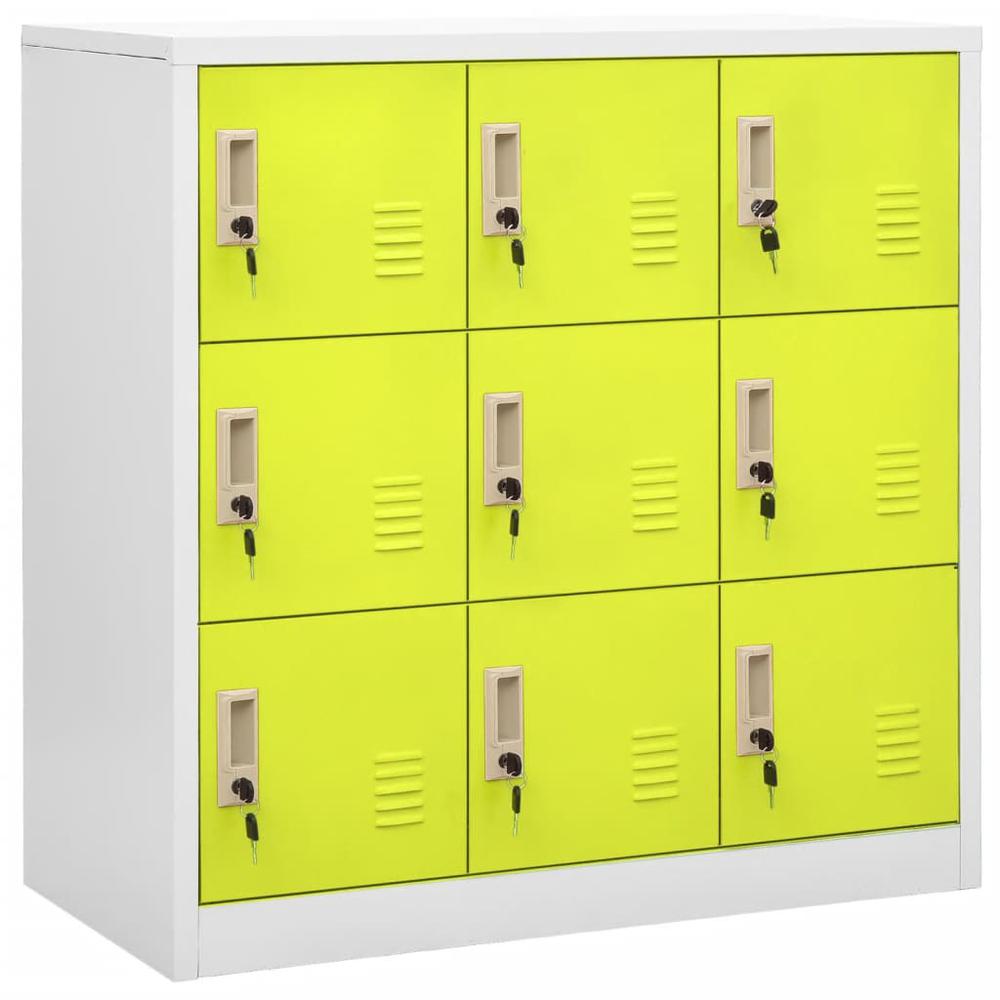 vidaXL Locker Cabinet Light Gray and Green 35.4"x17.7"x36.4" Steel, 336443. Picture 1
