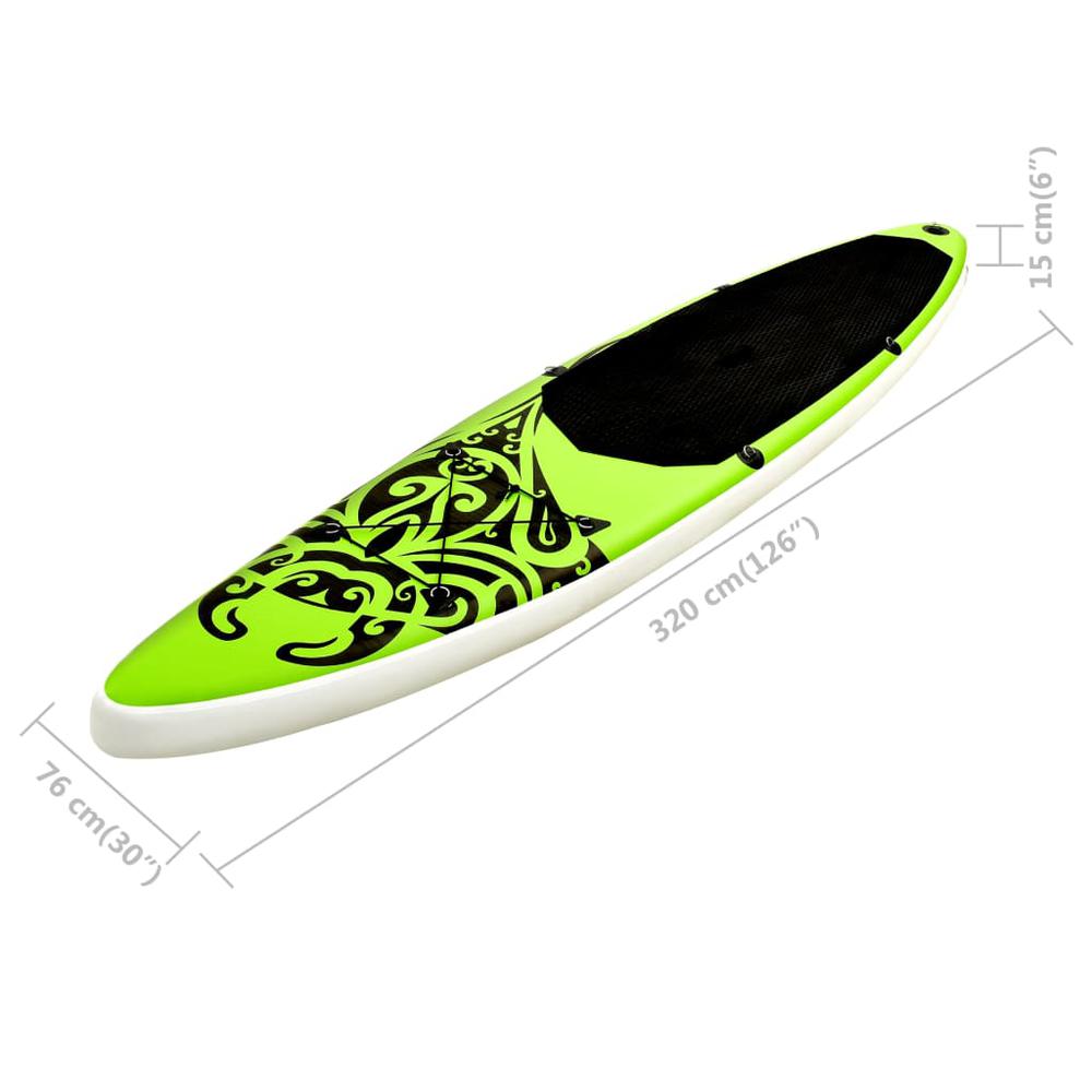 vidaXL Inflatable Stand Up Paddleboard Set 126"x29.9"x5.9" Green 2741. Picture 11