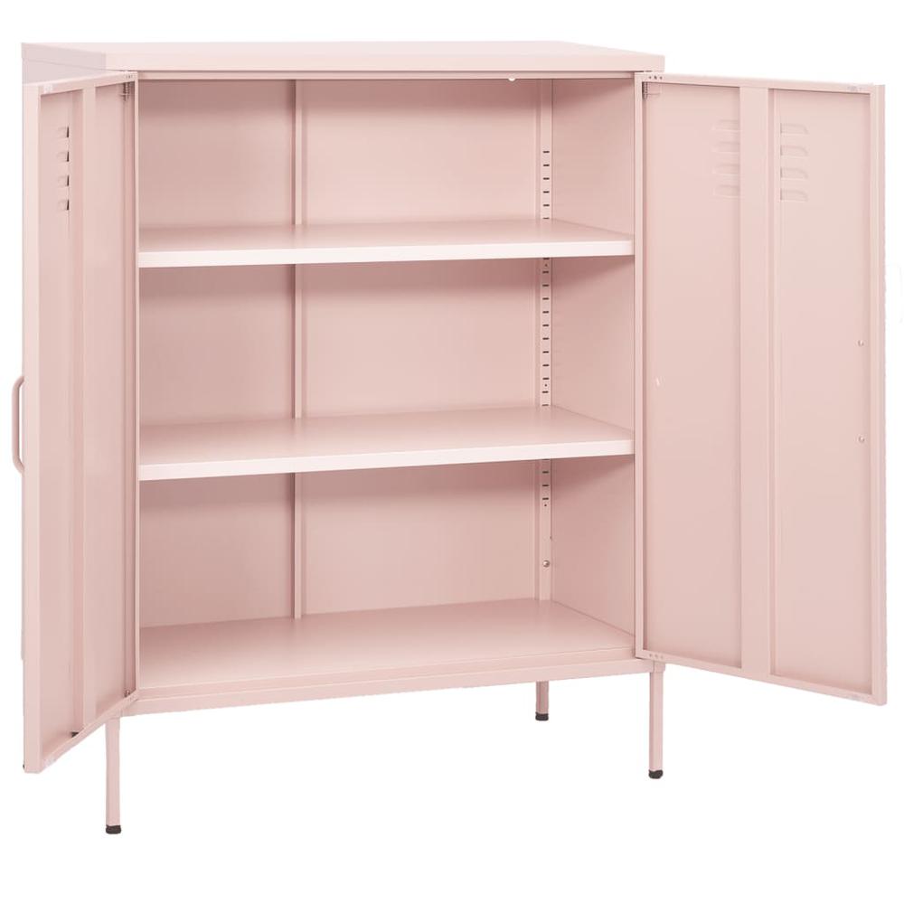 vidaXL Storage Cabinet Pink 31.5"x13.8"x40" Steel, 336166. Picture 2