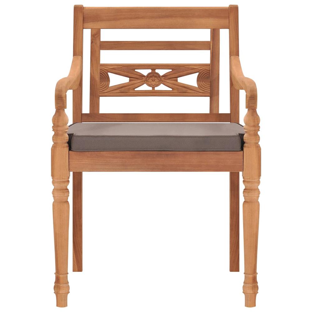 vidaXL Batavia Chairs 2 pcs with Dark Gray Cushions Solid Teak Wood. Picture 3