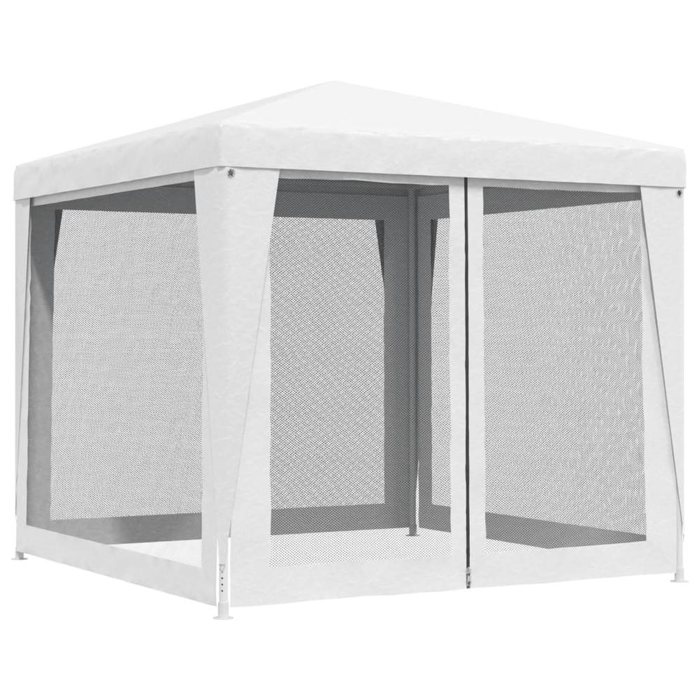 vidaXL Party Tent with 4 Mesh Sidewalls 8.2'x8.2' White. Picture 3