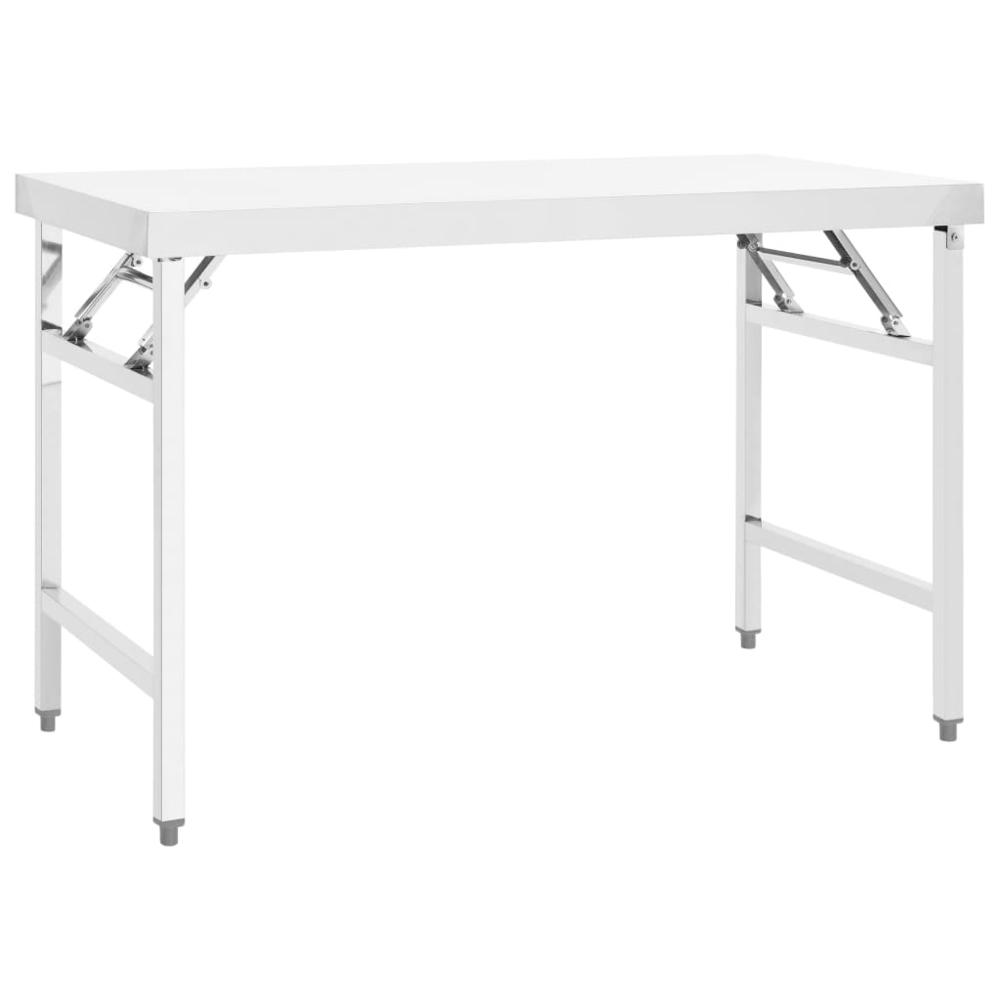 vidaXL Kitchen Folding Work Table 47.2"x24"x32" Stainless Steel. Picture 1