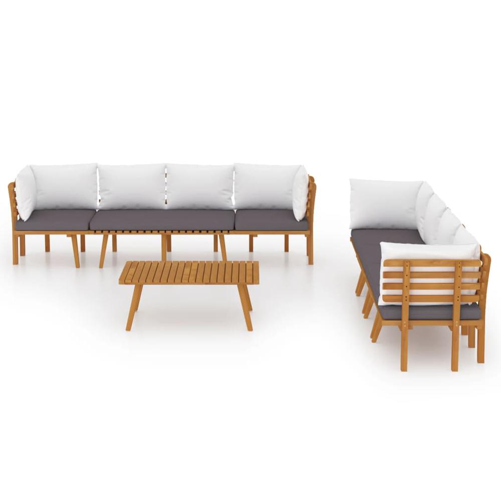 vidaXL 8 Piece Patio Lounge Set with Cushions Solid Acacia Wood, 3087013. Picture 3