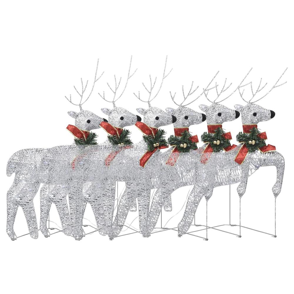 vidaXL Christmas Reindeers 6 pcs Silver 120 LEDs. Picture 2