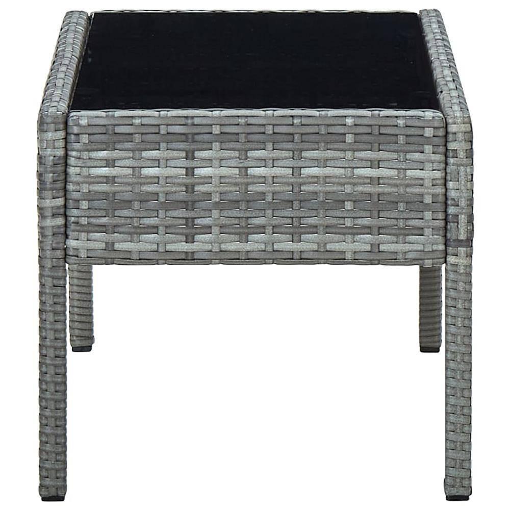 vidaXL Patio Table Gray 29.5"x15.7"x14.6" Poly Rattan. Picture 3