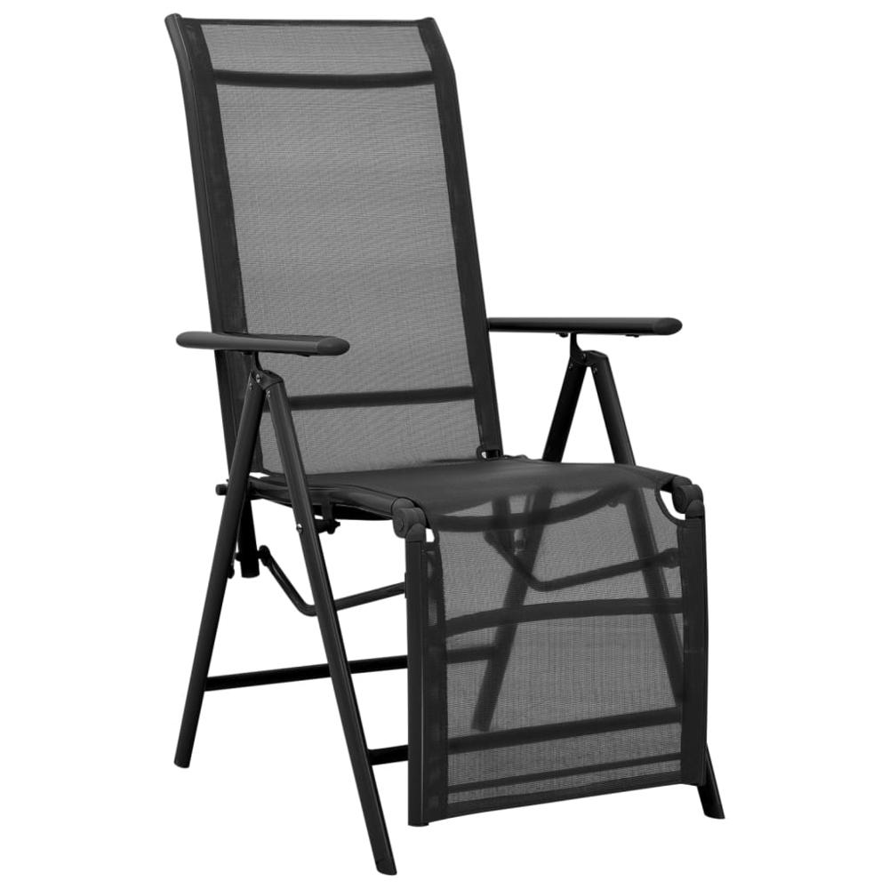 vidaXL Reclining Deck Chair Aluminum and Textilene Black. Picture 1