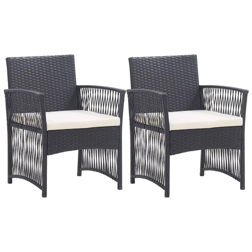 vidaXL Patio Armchairs with Cushions 2 pcs Black Poly Rattan. Picture 1
