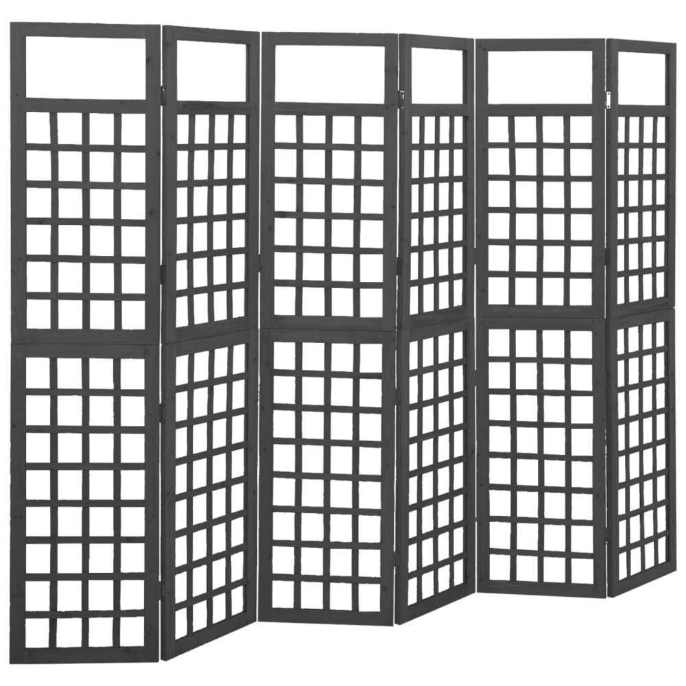 vidaXL 6-Panel Room Divider/Trellis Solid Fir Wood Black 95.5"x70.9". Picture 1