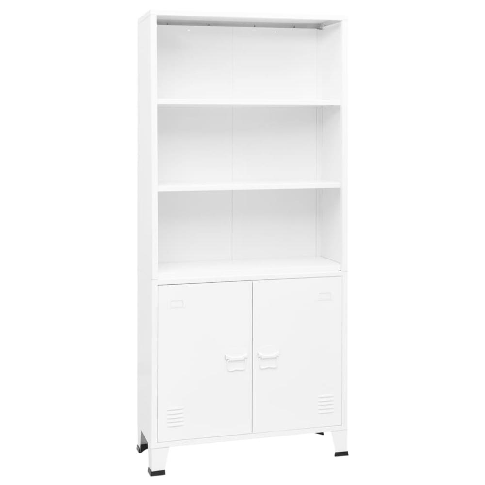 vidaXL Industrial Bookshelf White 31.5"x12.6"x70.9" Steel. Picture 1