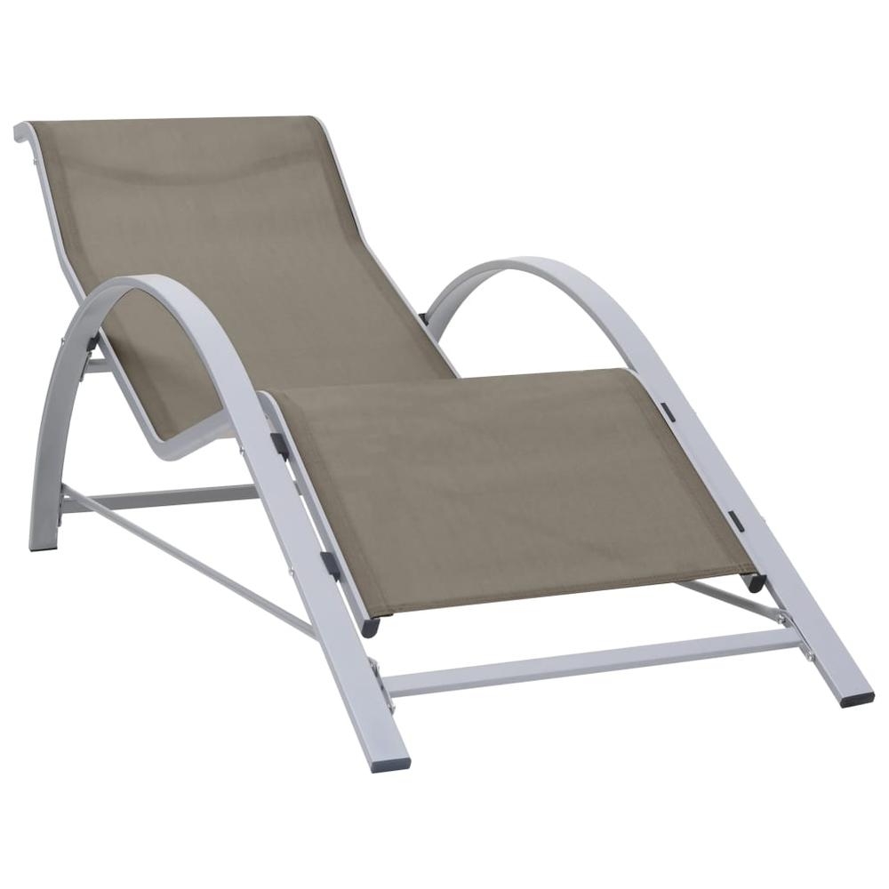 vidaXL Sun Loungers 2 pcs with Table Aluminum Taupe. Picture 3