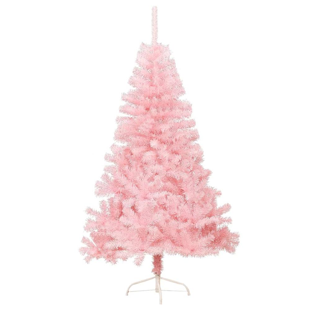 vidaXL Artificial Half Christmas Tree with Stand Pink 70.9" PVC. Picture 4
