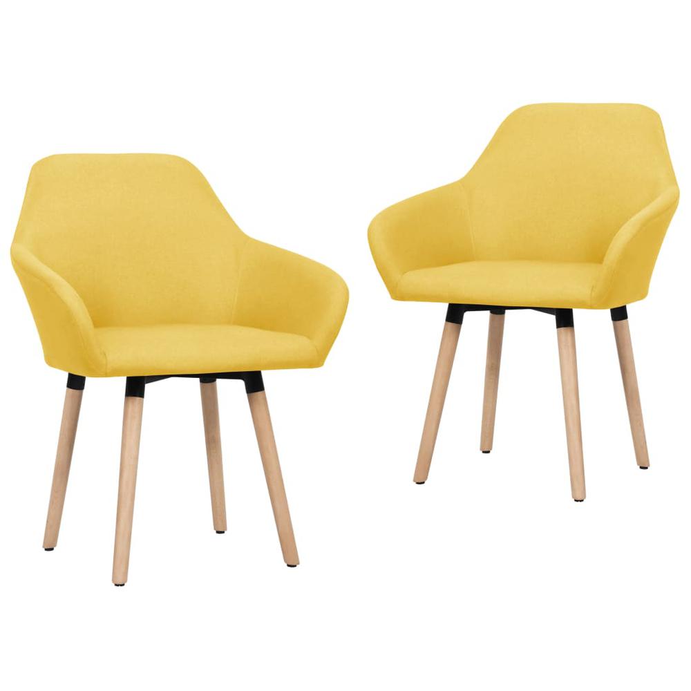 vidaXL Dining Chairs 2 pcs Yellow Fabric, 323028. Picture 1