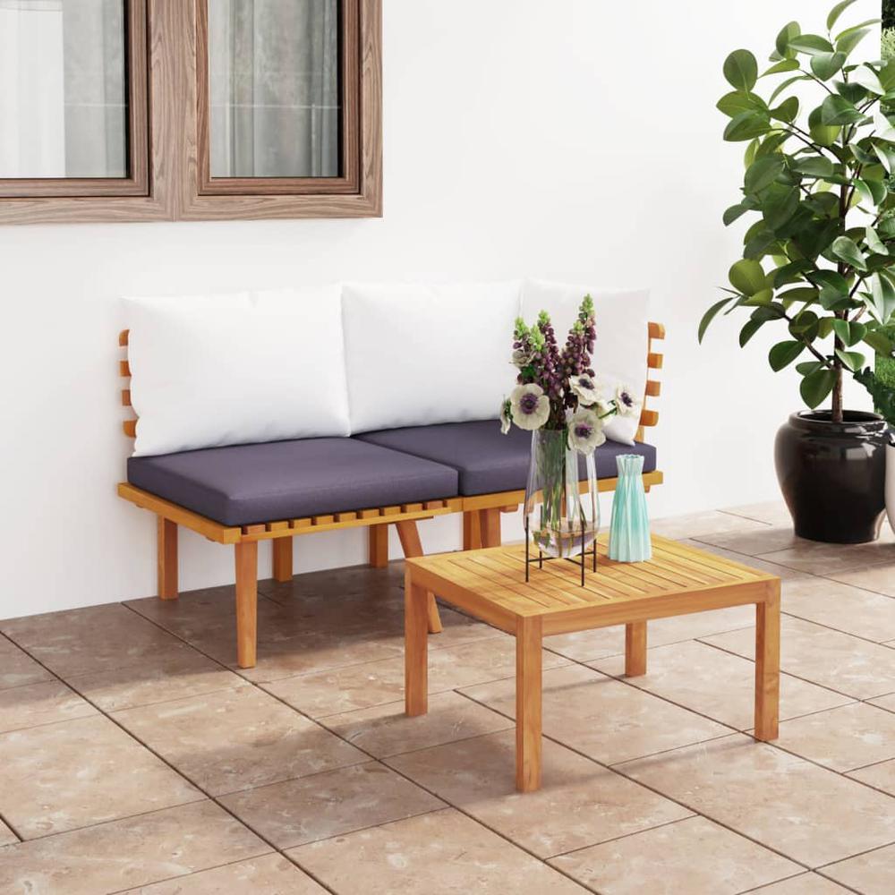 vidaXL 2 Piece Patio Lounge Set with Cushions Solid Acacia Wood, 316266. Picture 1