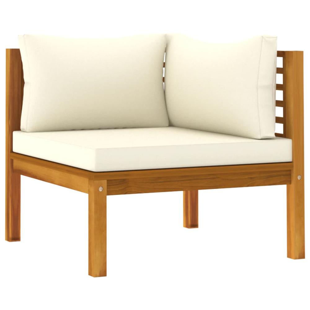 vidaXL Corner Sofas 2 pcs with Cream White Cushions Solid Acacia Wood. Picture 2