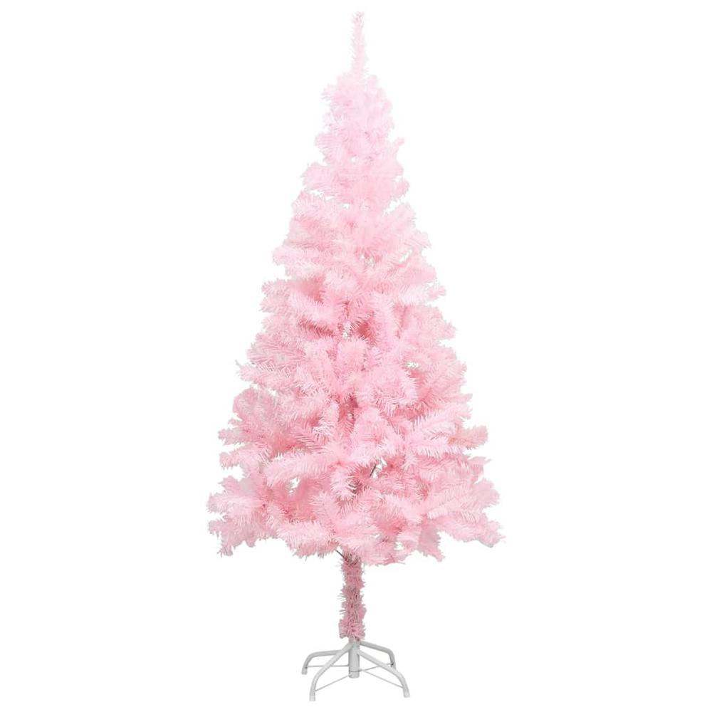 vidaXL Artificial Christmas Tree with Stand Pink 94.5" PVC. Picture 1