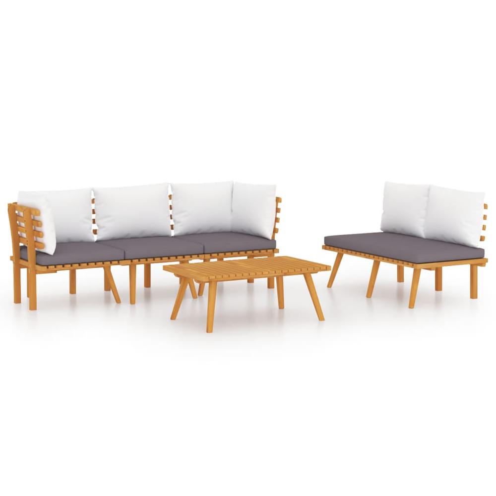 vidaXL 5 Piece Patio Lounge Set with Cushions Solid Acacia Wood, 3087011. Picture 2