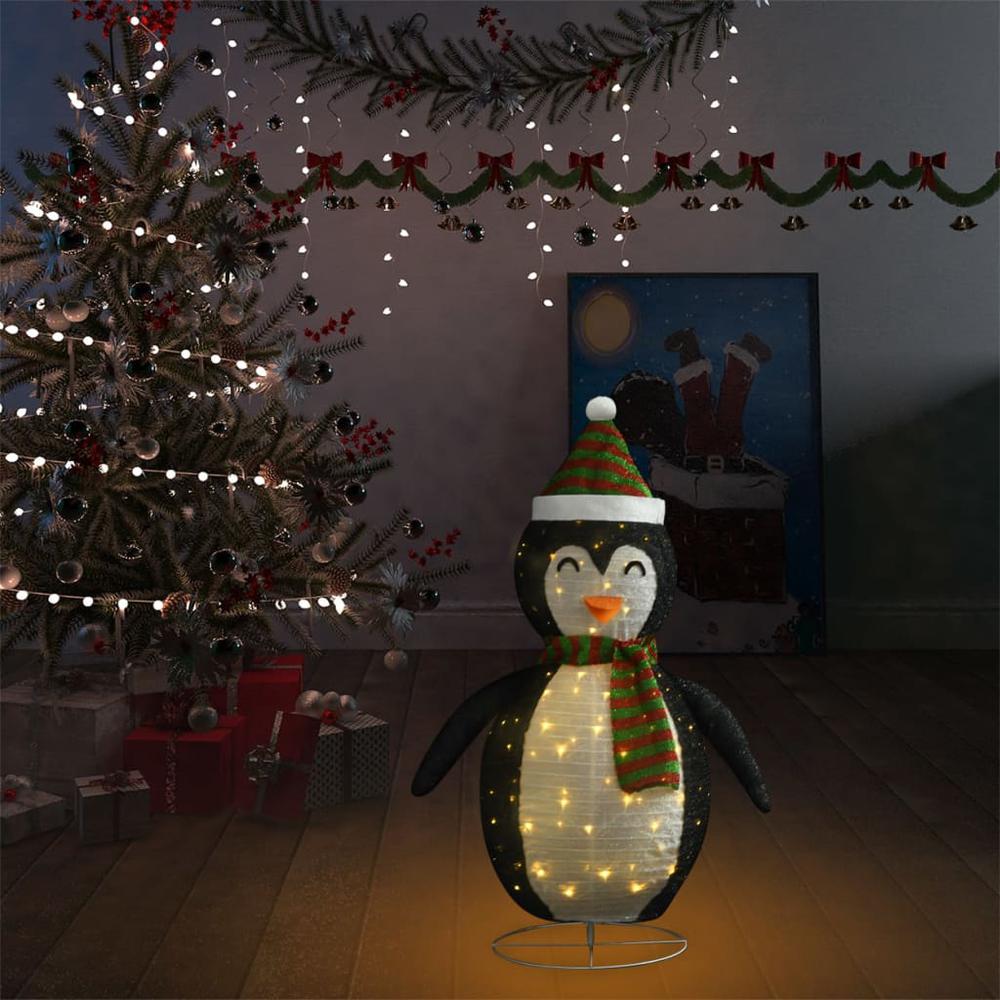vidaXL Decorative Christmas Snow Penguin Figure LED Luxury Fabric 35.4". Picture 3