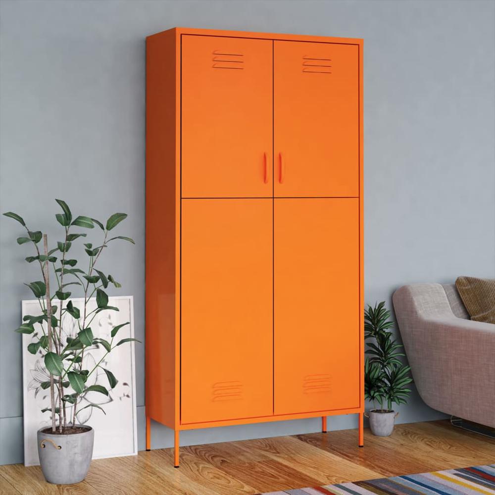 vidaXL Wardrobe Orange 35.4"x19.7"x70.9" Steel. Picture 1