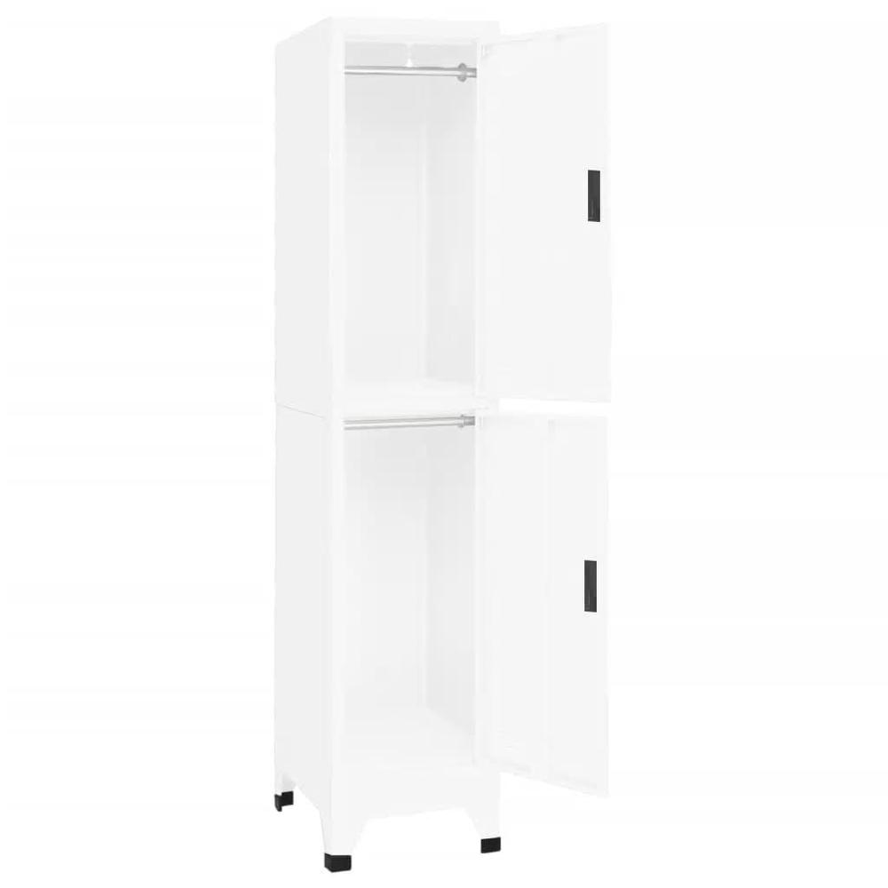 vidaXL Locker Cabinet White 15"x17.7"x70.9" Steel, 339776. Picture 3