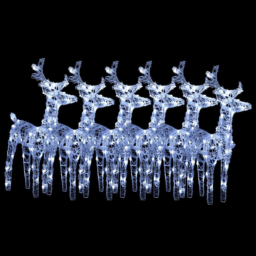 vidaXL Christmas Reindeers 6 pcs Cold White 240 LEDs Acrylic. Picture 2