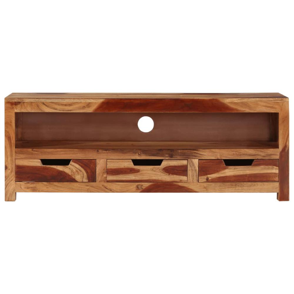 vidaXL TV Cabinet 43.3"x11.8"x15.7" Solid Wood Acacia. Picture 2