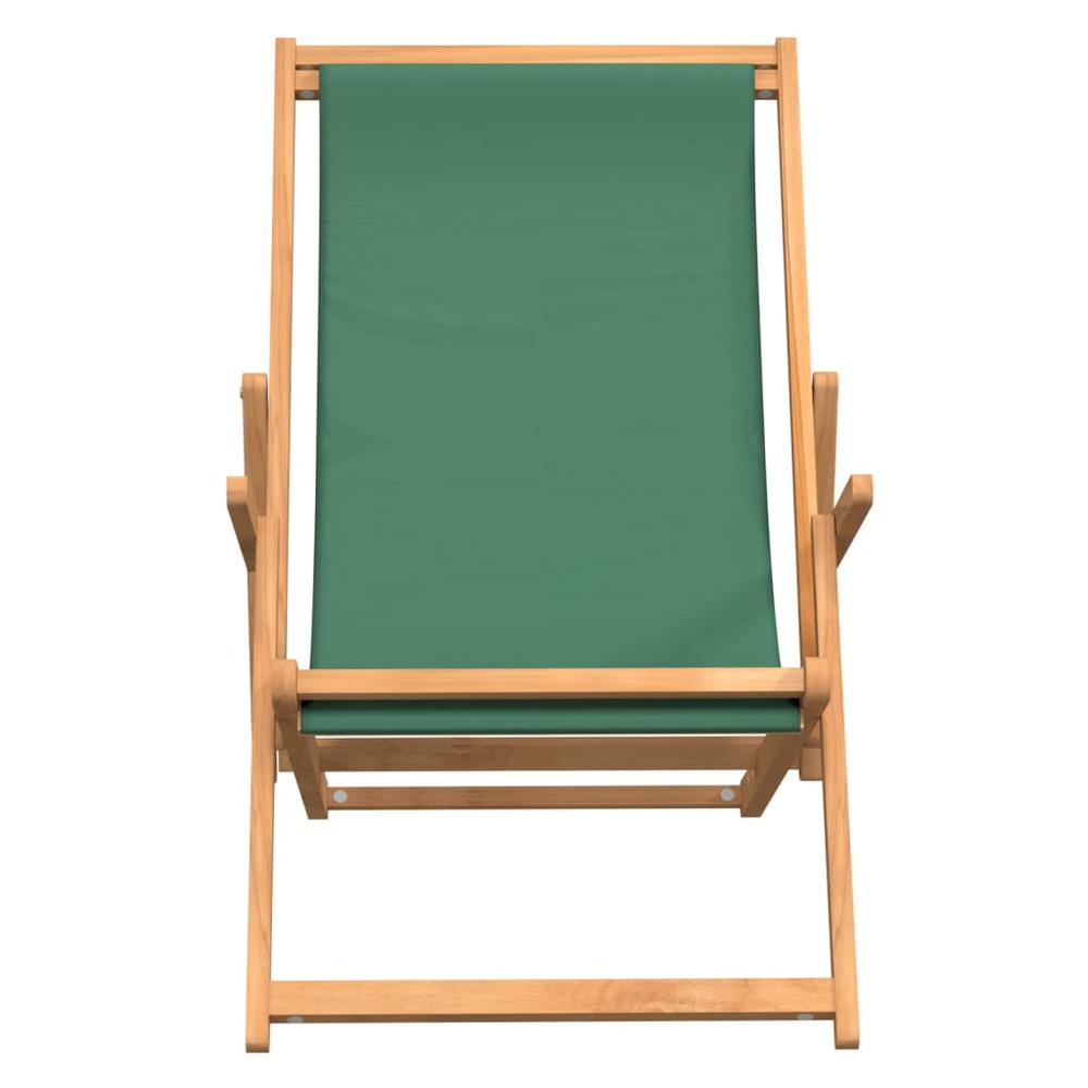 vidaXL Folding Beach Chair Solid Wood Teak Green. Picture 2