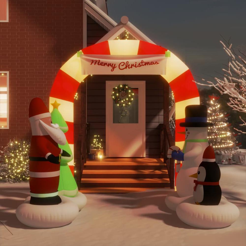 vidaXL Christmas Inflatable Santa & Snowman Arch Gate LED 102.4". Picture 1