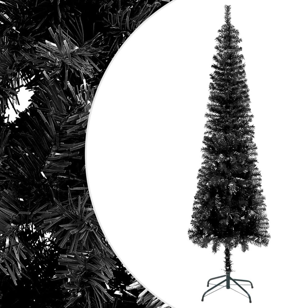 vidaXL Slim Christmas Tree Black 70.9". Picture 1