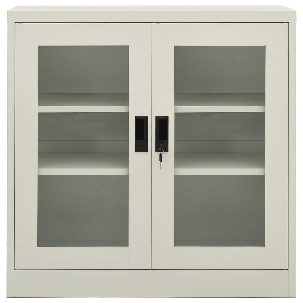 vidaXL Office Cabinet Light Gray 35.4"x15.7"x35.4" Steel. Picture 2