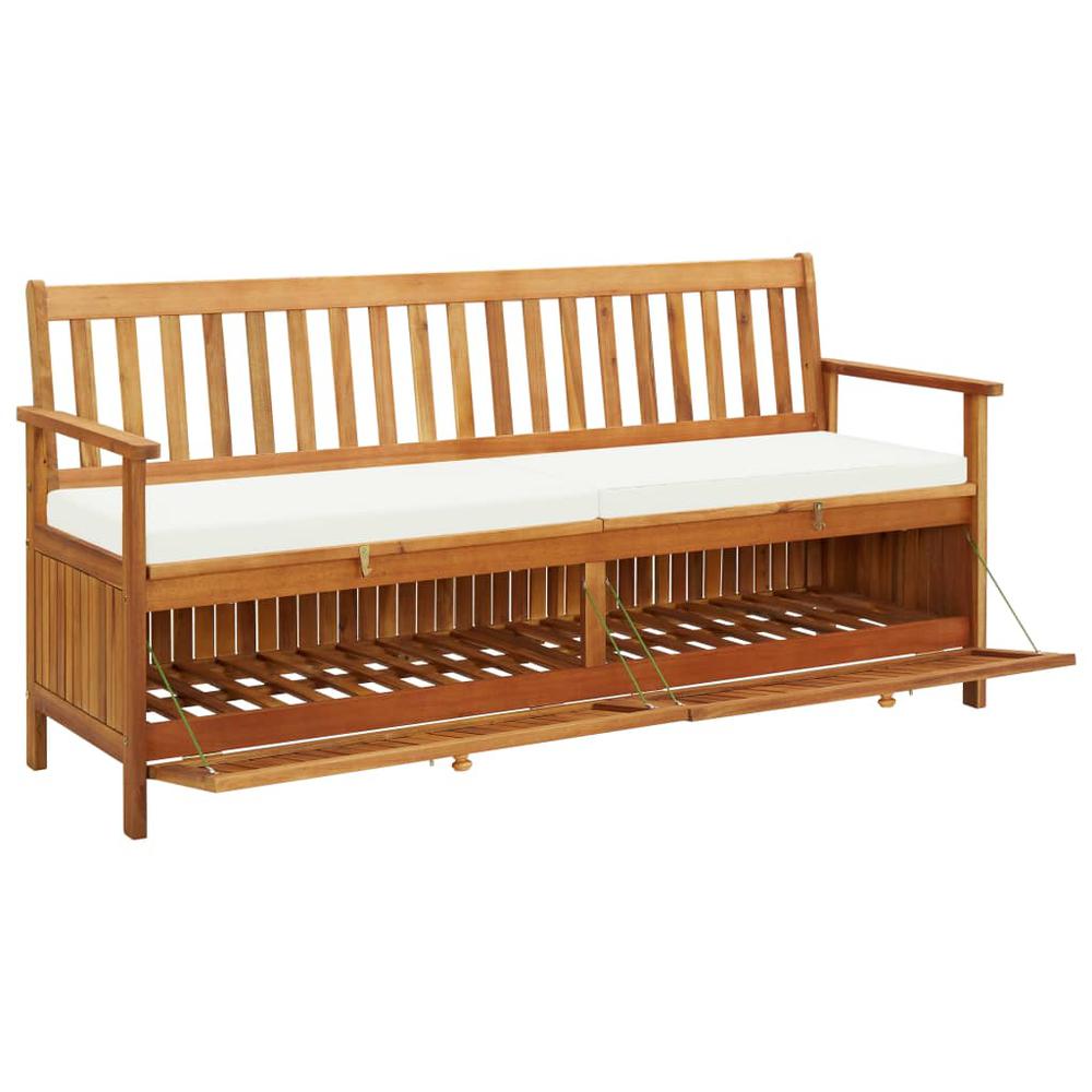 vidaXL Storage Bench with Cushion 66.9" Solid Acacia Wood, 45912. Picture 3