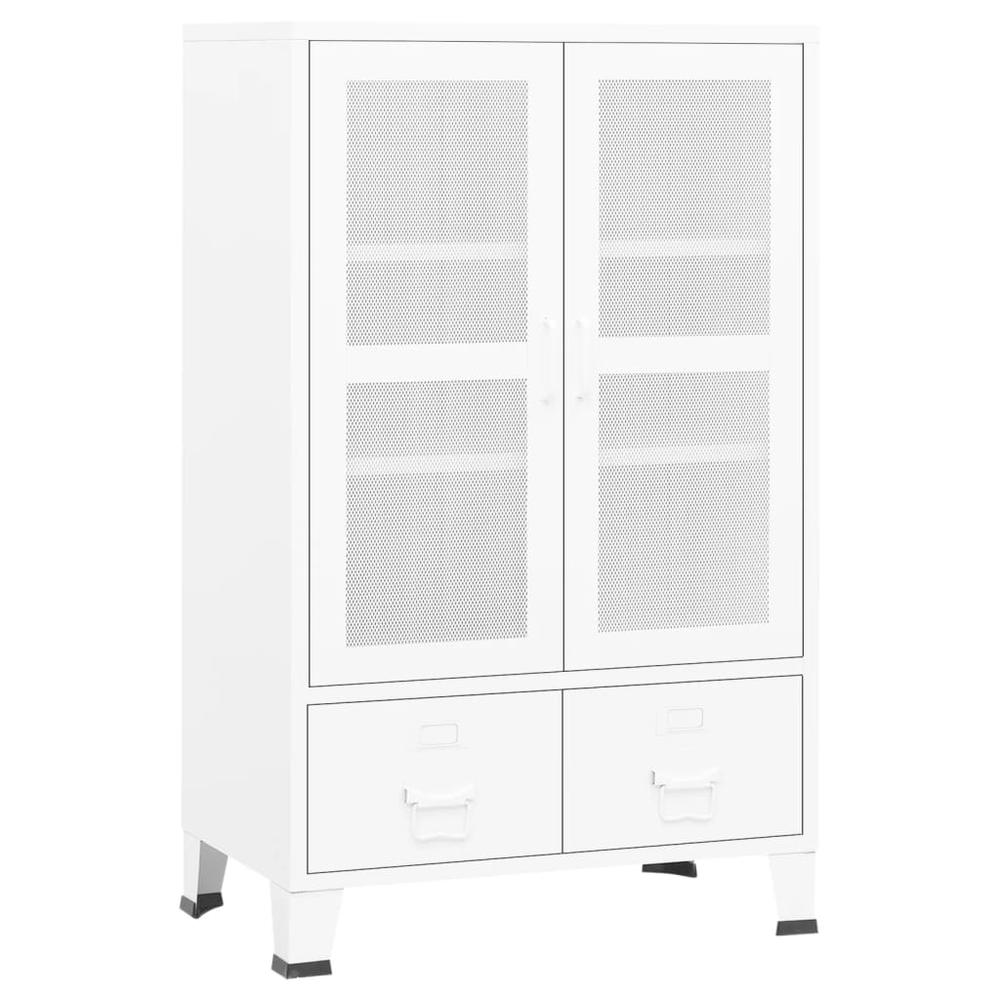 vidaXL Industrial Storage Cabinet White 27.6"x15.7"x45.3" Metal. Picture 2