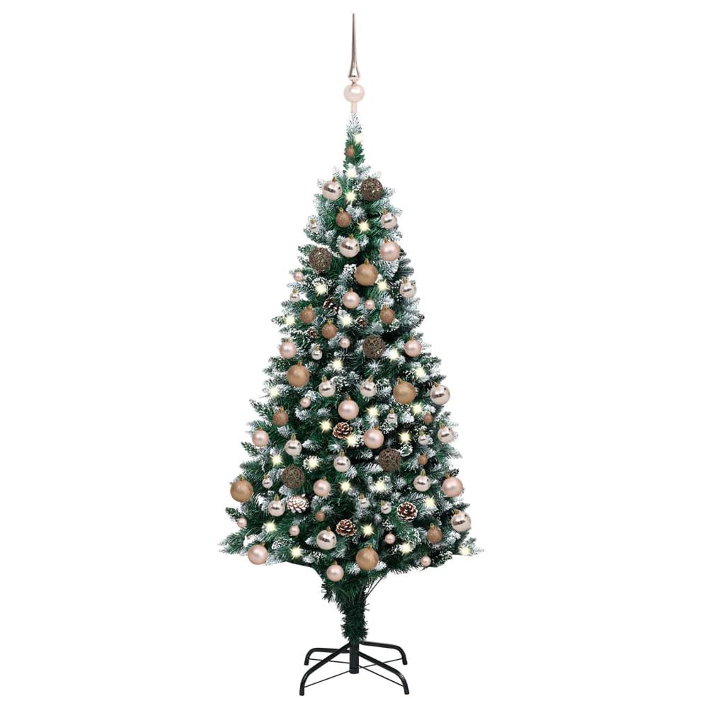 vidaXL Artificial Christmas Tree with LEDs&Ball Set&Pine Cones 70.9", 3077617. Picture 1