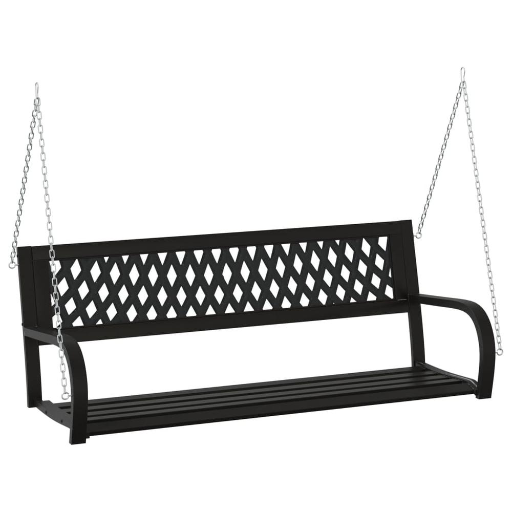 vidaXL Patio Swing Bench 49.2" Steel and Plastic Black, 317144. Picture 2
