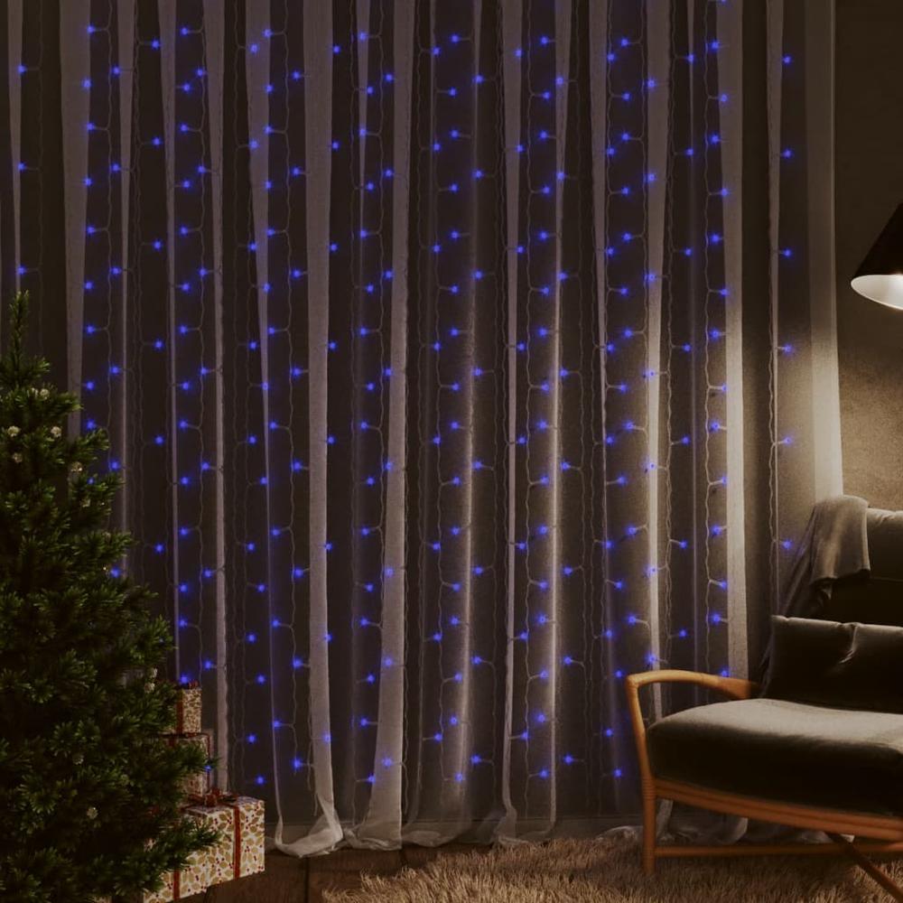 vidaXL LED Curtain Fairy Lights 9.8'x9.8' 300 LED Blue 8 Function. Picture 1