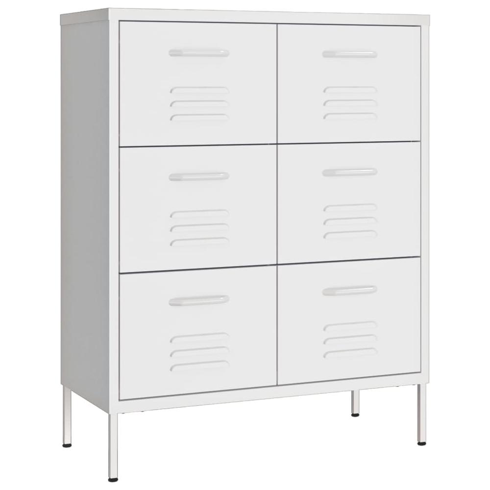 vidaXL Drawer Cabinet White 31.5"x13.8"x40" Steel. Picture 2