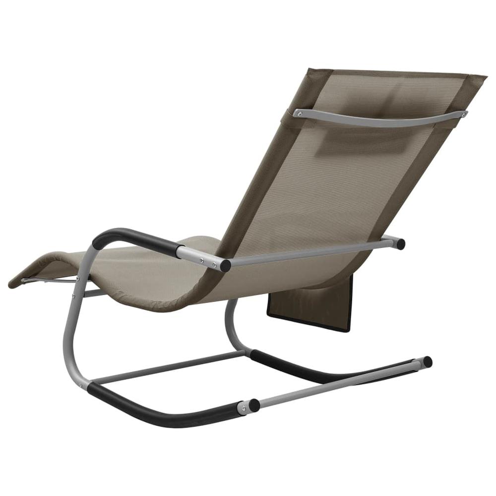 vidaXL Sun Lounger Textilene Taupe and Gray, 310507. Picture 4