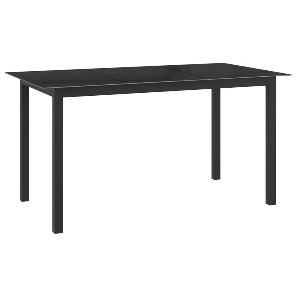 vidaXL Patio Table Black 59.1"x35.4"x29.1" Aluminum and Glass. Picture 1