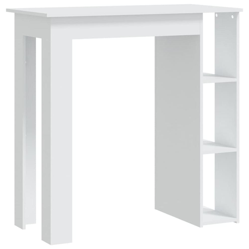 vidaXL Bar Table with Shelf White 40.2"x19.7"x40.7" Engineered Wood. Picture 2
