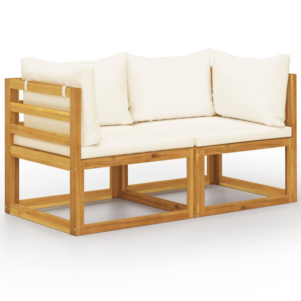 vidaXL 2-seater Patio Bench with Cream White Cushions. Picture 1