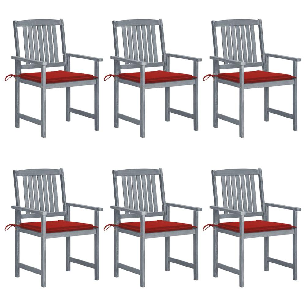 vidaXL Patio Chairs with Cushions 6 pcs Solid Acacia Wood Gray, 3078213. The main picture.