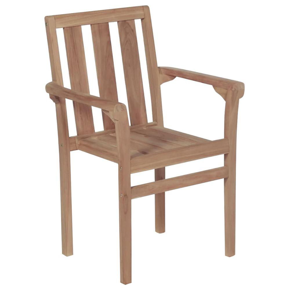 vidaXL Stackable Patio Chairs 4 pcs Solid Teak Wood. Picture 2